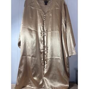 Solange Gold Satin Sleepwear Nightshirt Women Plus Size 22/24 Button Front V9